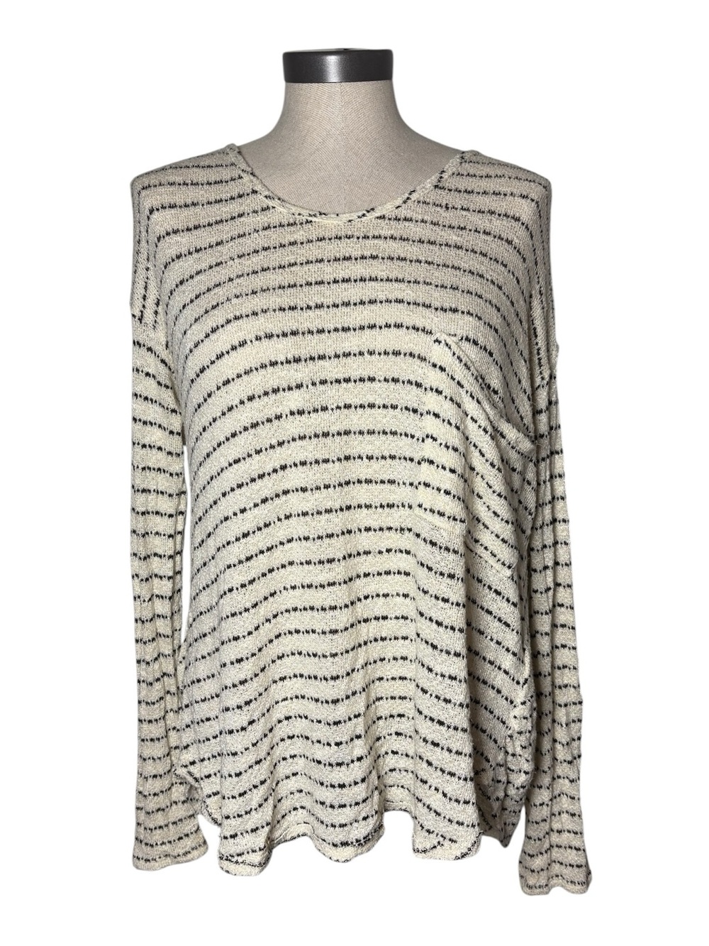 Free People Open Back Striped Oversized Knit Top Small Beachy Boho